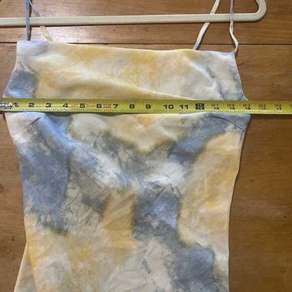 Blue & White Tie Dye IRIS Satin Slip Dress - Cowl Neck Sz S Princess Coquette - Picture 4 of 9